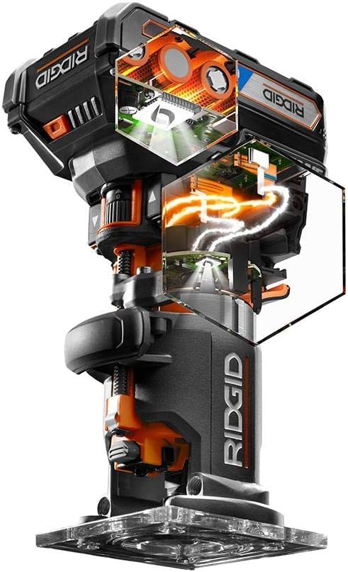 18-Volt OCTANE™ Cordless Brushless Compact Fixed Base Router with 1/4 in. Bit, Round and Square Bases, and Collet Wrench RIDGID