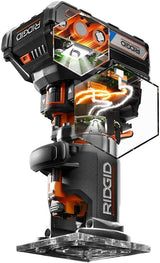 18-Volt OCTANE™ Cordless Brushless Compact Fixed Base Router with 1/4 in. Bit, Round and Square Bases, and Collet Wrench RIDGID