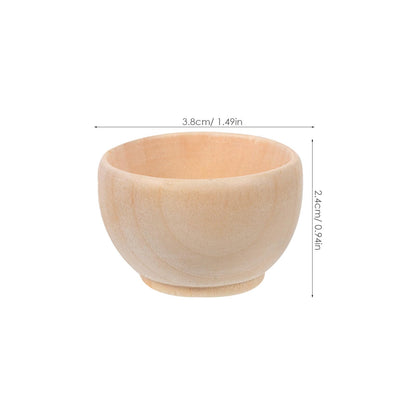 Abaodam Small Unfinished Wooden Bowls, 10pcs Wooden Craft Bowls Pinch Bowls Condiment Cups Unpainted Miniature Bowls Salt Cellars Nuts Bowls for Diy