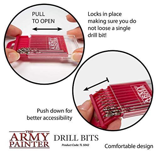 The Army Painter Drill Bit Set - 10 Small Drill Bits for Pin Vise Hand Drill - Wargamers Micro Drill Bit Set for Miniatures- Mini Twist Drill Bits The Army Painter