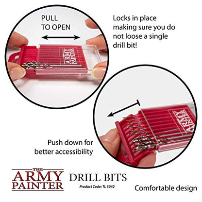 The Army Painter Drill Bit Set - 10 Small Drill Bits for Pin Vise Hand Drill - Wargamers Micro Drill Bit Set for Miniatures- Mini Twist Drill Bits - WoodArtSupply