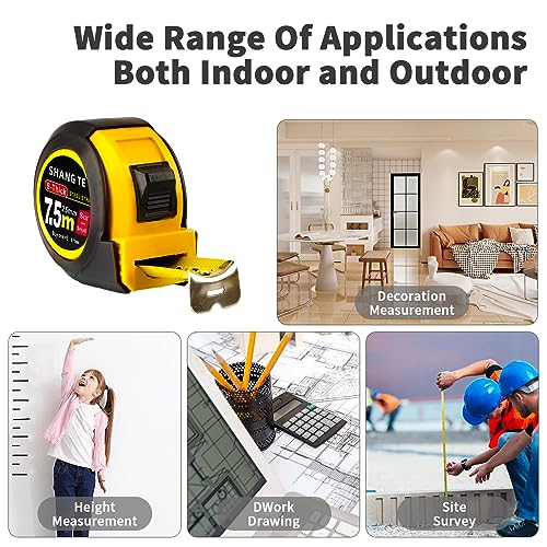Tape Measure 25 ft, Steel Measuring Tape, Measuring Tape Retractable, 25-Foot Basics Self-Locking Measurement Tape, Self Lock Auto Lock Tape Rule Yekepal
