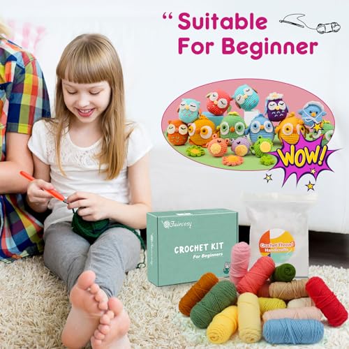 Faircosy Crochet Kit for Beginners Crocheting: Crochet Animal Kits for Kids & Adults - Learn to Knitting Cat Amigurumi Starter Kit with Detailed Faircosy