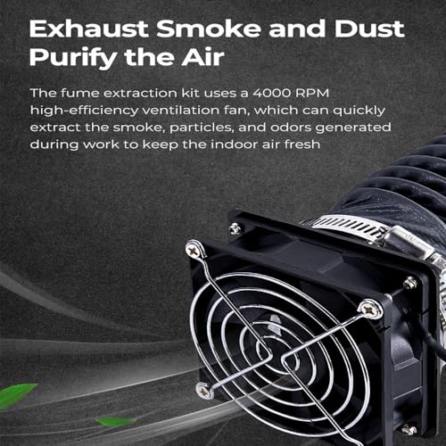 Creality Smoke Exhaust Kit with Fan 4000RPM and Pipe, DIY for Laser Engraver Enclosure, EnderPlus Tent, and Most Enclosure Cover Needed Filter