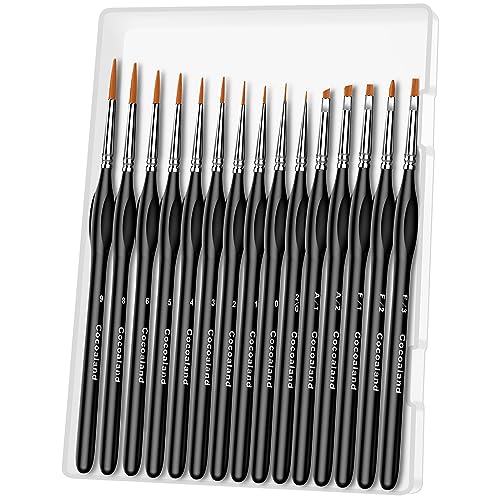 Miniature Paint Brushes,15Pcs Small Fine Tip Paintbrushes, Micro Detail Paint Brush Set, Triangular Grip Handles Art Brushes Perfect for Acrylic, - WoodArtSupply