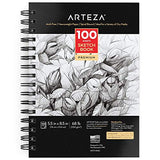 Arteza Sketchbook, 5.5 x 8.5 Inches, 100 Sheets, Spiral-Bound Pad, Acid-Free 68-lb Drawing Paper, Art Supplies for Adults & Teens ARTEZA