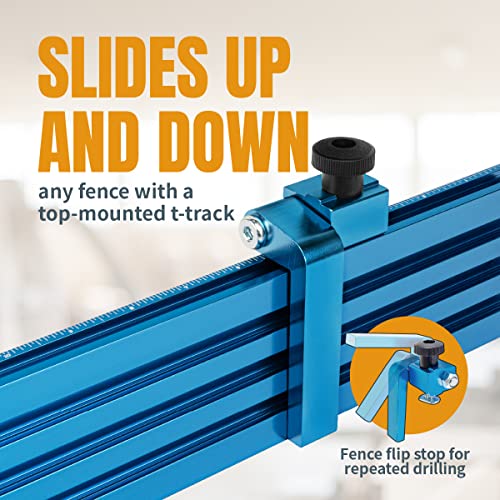 POWERTEC 24" Drill Press Fence Set w/T Slot Fence, Mounting Brackets, Flip Stops, Hold Down Clamps, Hardware for T-Slot Drill Press Table Tops, 71633 POWERTEC
