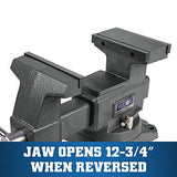 Wilton Reversible Bench Vise, 6-1/2" Jaw Width, 7-1/4" & 12-3/4" Jaw Opening, 4" Throat (Model 4650R) Wilton