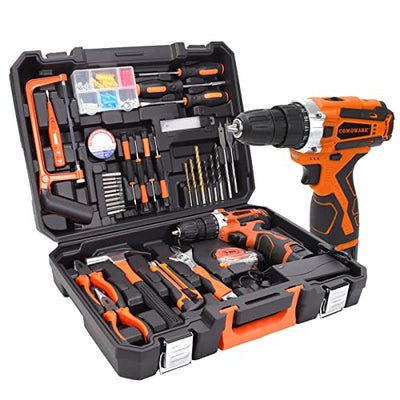 COMOWARE 16.8V Cordless Drill Set Combo Kit, 153 Pcs Tool Kit for Home, Professional Household Tool Sets for Men, Basic Tool Kit with Power Drill,