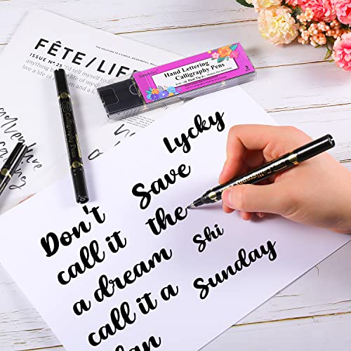 Sunshilor Dual Brush Calligraphy Pens Black Hand Lettering Pens for Beginners Writing, Art Drawing, Sketching, Illustration, Scrapbooking, Sunshilor