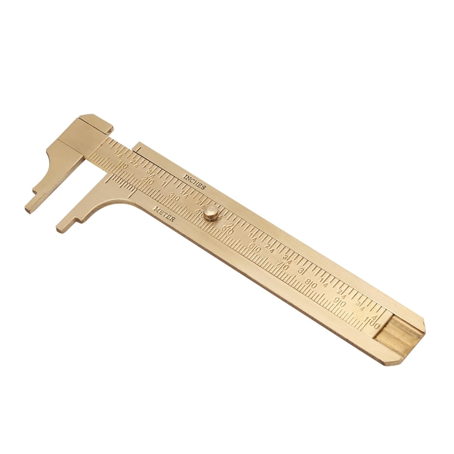 Calipers Measuring Tool, Vintage Style Brass Vernier Caliper Ruler Dual Scales (MM/Inch) Lightweight Portable High Precision Measurement Tool (100mm) Jadeshay