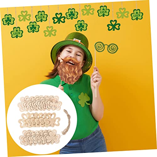 Anneome 30pcs Small Pendant Wooden Shamrock Cutouts Shamrock Decorations Unfinished Wooden Cutouts DIY Shamrocks Cutouts Wood Crafts Shamrock Prop Anneome