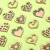 KitBeads 100pcs Wood Heart Cutouts Hollow Wood Heart Embellishments Valentine Love Heart Shape Laser Cut Ornaments for Crafts DIY Home Decorations KitBeads