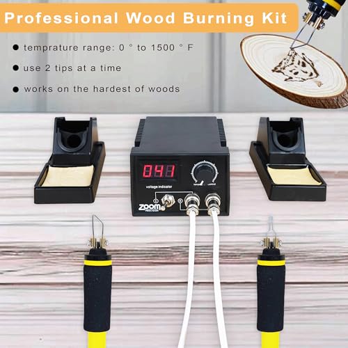 Wood Burning Kit or Wood Burning Tool - Professional Grade High Adjustable Temperature (1500 F) with Two Wood Burning Pen Pyrography Wood Burning Kit