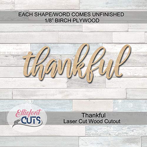 Thankful Wood Cutouts for crafts, Laser Cut Wood Shapes 5mm thick Baltic Birch Wood, Multiple Sizes Available - WoodArtSupply