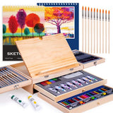 85 Piece Deluxe Wooden Art Supplies, Art Kit with Easel and Acrylic Pad, Art Set for Teens, Adults and Artist Beginners, Creative Gift Box with Color More