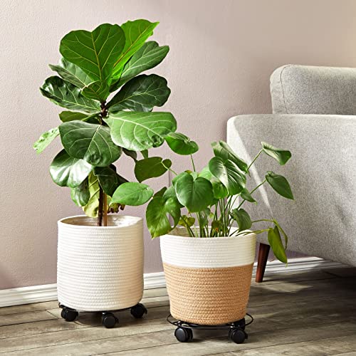 Bright Creations 4 Pack Metal Rolling Plant Stand Base, Planter Caddy with Wheels for Indoor and Outdoor Pots (10.6 Inches) - WoodArtSupply