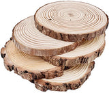 Natural Round Discs Rustic Wood Slices 5 Pcs 7-8 inch Unfinished Wood kit Circles Crafts Tree Slices with Bark Log Discs for DIY Arts and Wedding William Craft