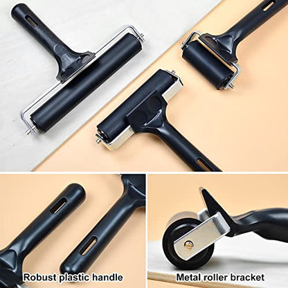 4-Inch Rubber Brayer Roller for Printmaking, Manual Roller Tool for Printmaking/Wallpaper/Gluing Application/Painting/Craft