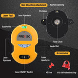 PREXISO Multi Surface Laser Level LED Light Vial, 30Ft Horizontal & Vertical Line Laser with Wall Mount Base, 2 Pins, 10 Sticker, 2 AA Batteries for Prexiso