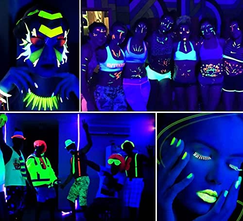 12 Pcs Glow in The Dark Body Face Paint Neon Glow in The Black Light UV  Fluorescent Crayons Paint Sticks Makeup Kit for Kids Adults Halloween  Masquerade Mardi Gras Blacklight Birthday Party
