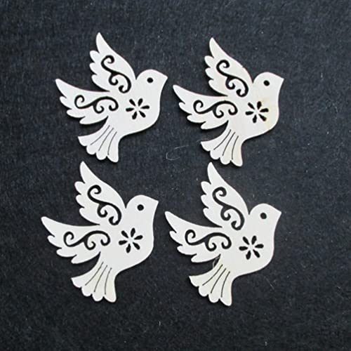 SEWACC 20pcs Wooden Birds Slices Unfinished Wood Pigeon Cutouts Animals Ornaments Wood Cartoon Pieces Embellishments Slices Decoration for DIY Crafts