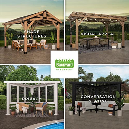 Backyard Discovery Verona Wooden Cabana Pergola with Bamboo Privacy Panels