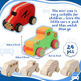 Chivao 24 Pcs Wood DIY Car Toys, Unfinished Wooden Cars, Paintable Wood Toys, Wooden Crafts for Students Home Activities Craft Projects Easy Chivao