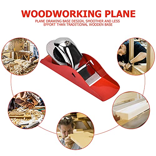 Mini Hand Planer 3-1/2 inch Red Adjustable, used for Wood Craft Processing, Carving and Trimming Projects, Carpenter DIY Model Making (Hand Planer Abnaok
