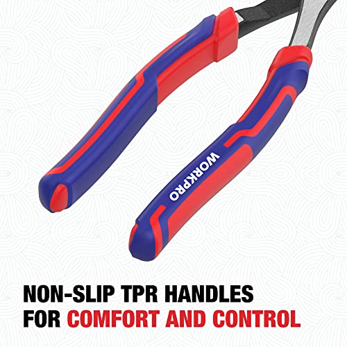 WORKPRO 8 Inch High Leverage Diagonal Pliers, Wire Cutters Heavy Duty in CRV Steel, Diagonal Cutters for Cutting Wires WORKPRO