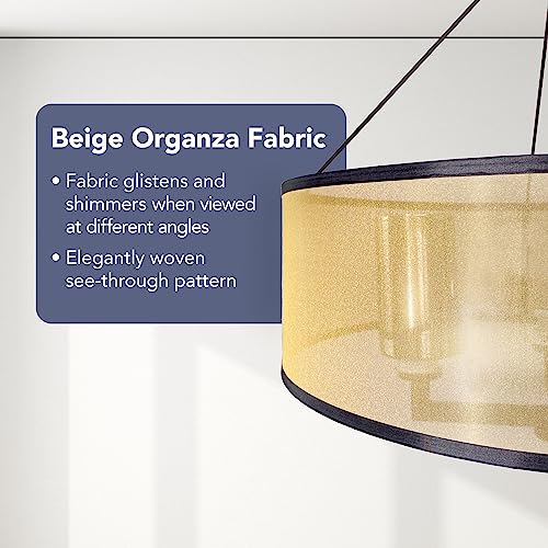 Elk Home Diffusion 4-Light Chandelier - in Oil Rubbed Bronze Finish, with Beige Organza with Mercury Glass Inner Shade, Transitional Style Elk Home