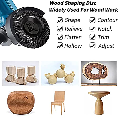 Wood Carving Disc Grinder Wheel Disc 4 Inch Wood Shaping Wheel Wood Grinding Shaping Disc for Angle Grinders with 5/8” Arbor