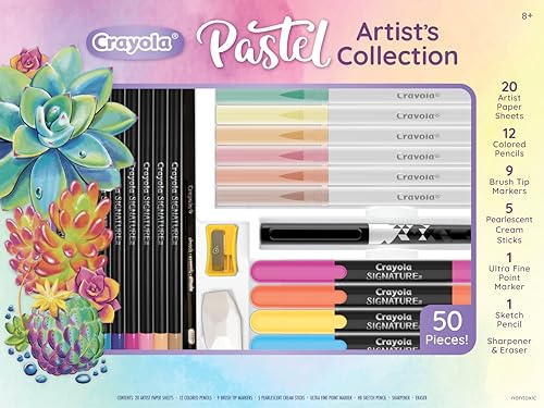 Crayola Pastel Colors Art Kit, 50pc Coloring & Art Supplies Set, Gift for Kids Crayola