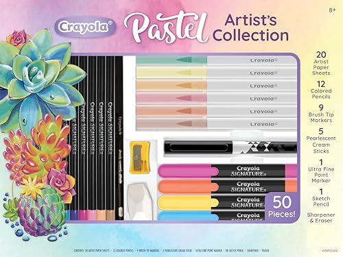 Crayola Pastel Colors Art Kit, 50pc Coloring & Art Supplies Set, Gift for Kids - WoodArtSupply