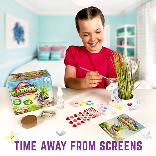 GirlZone Paint, Plant and Nurture My Unicorn Garden, All Inclusive Garden Art Painting Kit and Kids Plant Growing Kit, Christmas Gifts for Girls 8-12 GirlZone