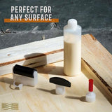 DCT Wood Glue Spreading Woodworking Kit – 8 oz Ounce Bottle, Roller Applicator, Dowel Hole Nozzle, Biscuit Slot Tip Deadwood Crafted Tools