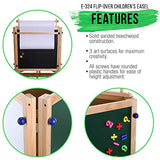 U.S. Art Supply Children's 3-Sided Art Activity Easel with Chalkboard, Large Paper Roll, Shelf & Plastic Paint Cups US Art Supply