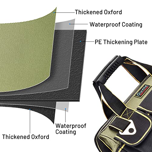 Tool Bag, Ounic 20 Inch Large Heavy Duty With Wide Mouth and Waterproof Strong Molded Base tool Organizer with Adjustable Shoulder Strap Specially Ounic