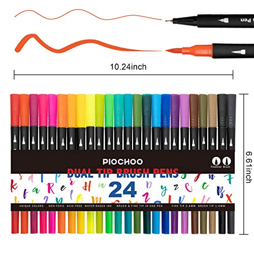  Piochoo Calligraphy Pens,10 Refill Colors Brush