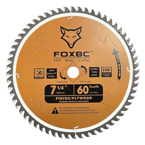 FOXBC 7-1/4" Circular Saw Blade 60-Tooth Replacement for Freud Diablo D0760A D0760X, DeWalt DWA171460 Ultra Fine Finish Circular Saw Blade - WoodArtSupply