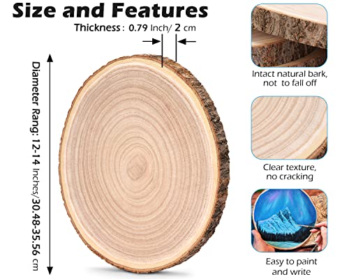 Large Wood Slices 4 Pcs 12-14 Inches Wood Rounds Natural Wood Slices for Centerpieces/Display/Crafts/Painting/Table Decor/Wood Burning/DIY ShineZoom