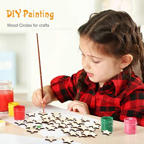 Coopay 600 Pieces Unfinished Wooden Star Blank Natural Wood Slices Wooden Cutout Tiles for DIY Crafts, Painting, Wedding, and Home Decoration, 1 Inch Coopay