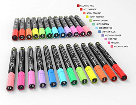 TOOLI-ART Acrylic Paint Markers Paint Pens Special Colors Set Extra Fine And Medium Tip Combo For Rock Painting, Canvas, Fabric, Glass, Mugs, Wood, TOOLI-ART