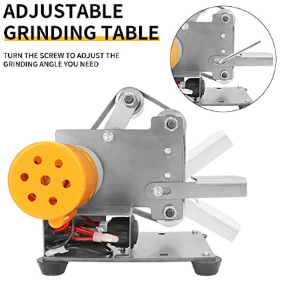 Baisiky Mini Belt Sander Bench Metal Grinder Knife Making Small Electric Sharpening Machine, 7 Adjustable Speed Polisher for Knife Making, DIY Wood - WoodArtSupply