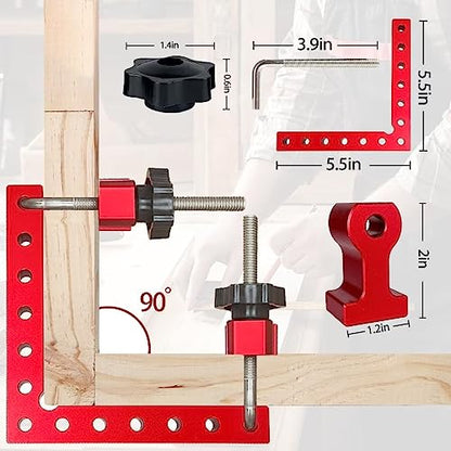 90 Degree Clamp Corner Clamp - Right Angle for Woodworking 4 Pack 5.5"x 5.5" Aluminum Alloy Woodworking Corner Clamps Wood Working Tools and