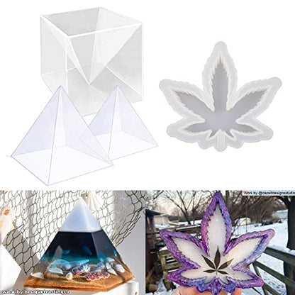 ResinWorld Leaf Ashtray Mold for Epoxy Resin + 2Pcs Inner Pyramid Silicone Molds with 1Pcs Plastic Frame - WoodArtSupply