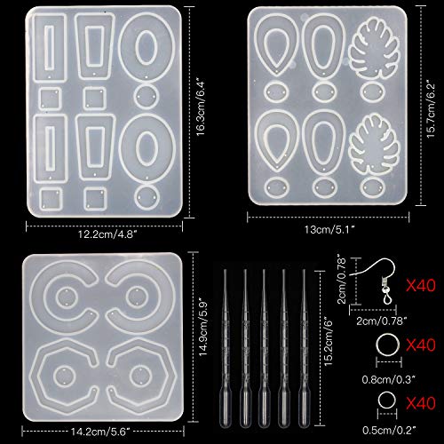 Gocelyn 3 Pcs Earring Epoxy Resin Molds, Fashion Bohemian Resin Jewelry Silicone Molds Including Earring Hooks, Jump Rings, Droppers for Women DIY - WoodArtSupply