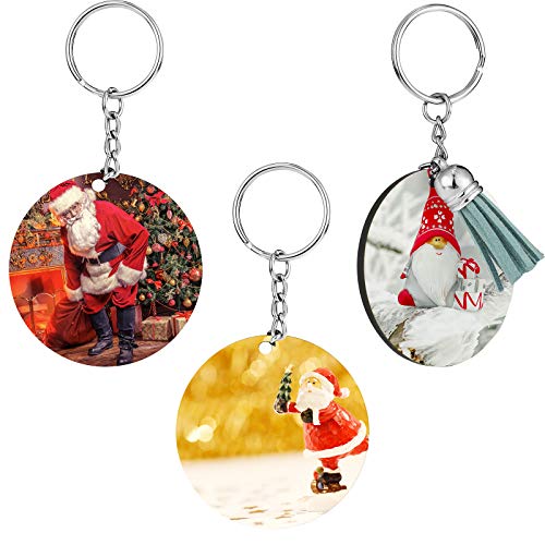 Round Sublimation Ornaments 2 Inch Christmas Blank Ornaments Wooden Hardboard Ornament Christmas Tree Round Hanging Ornaments for DIY Handicrafts Jetec