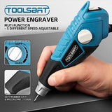 TOOLSBAT Engraver 15W Engraving Tool - Metal Engraver with 4 Tungsten Carbide Steel Bits & 2 Stencils 5 Speed Etching Tool Perfect for DIY TOOLSBAT