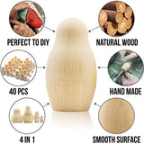 AEVVV Unfinished Nesting Dolls Lot of 20 Sets by 4 pcs - DIY Gift - Russian Nesting Dolls Blank - Unpainted Dolls - Craft Traditional Matryoshka Doll AEVVV
